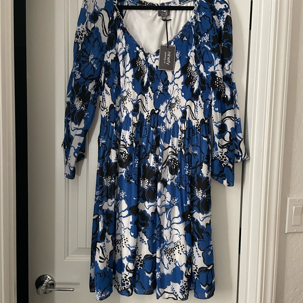 Floral Blue and Black Dress